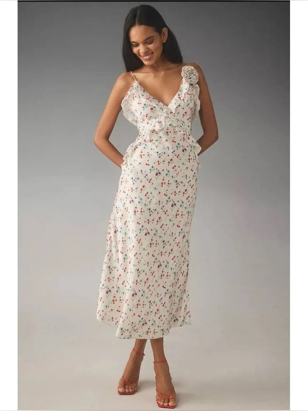 Bardot Olea Sleeveless Ruffle Midi Dress